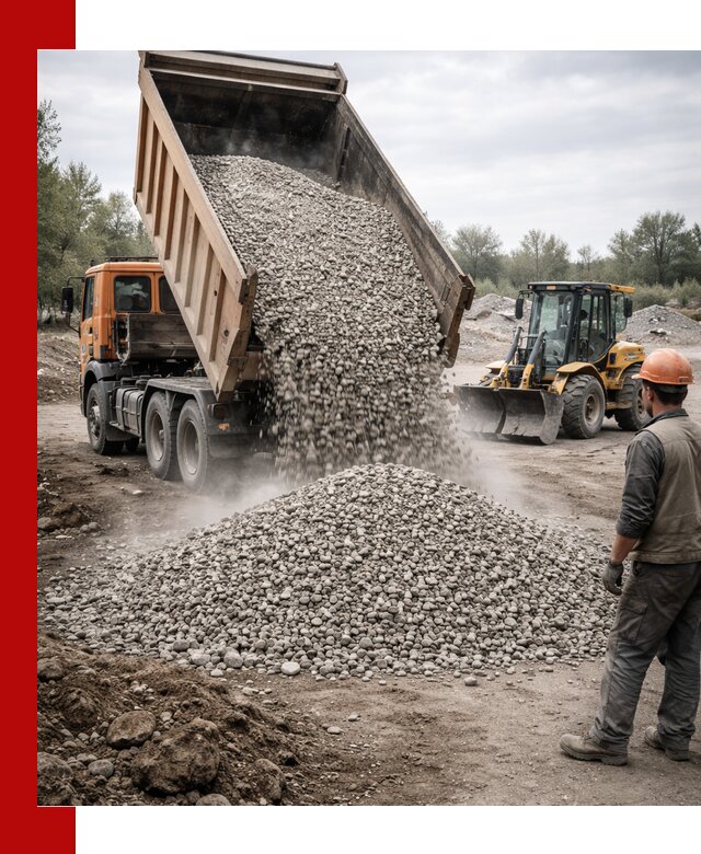 Доставка щебня в Урюпинске крупными и мелкими фракциями