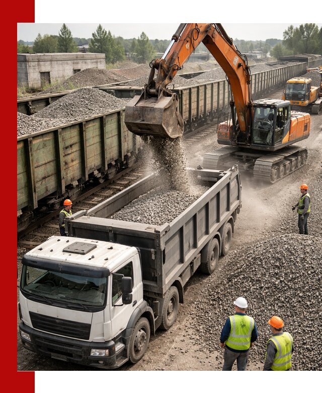 Железнодорожный щебень фракция 25–60 для поставок в Урюпинске