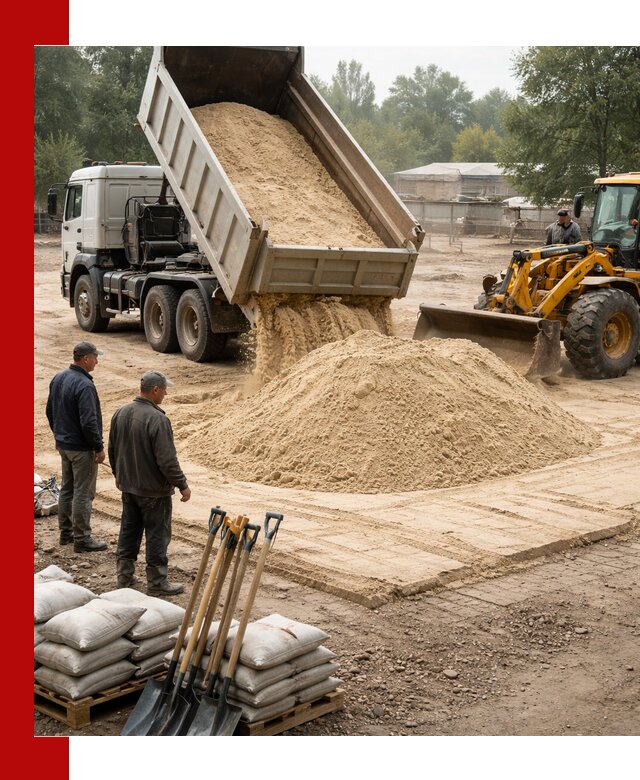 Доставка мытого песка в Урюпинске с самосвалами по выгодной цене