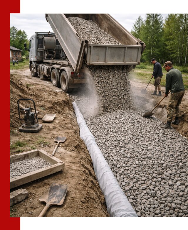 Гравий для дренажа с доставкой в Урюпинске качественный и недорогой
