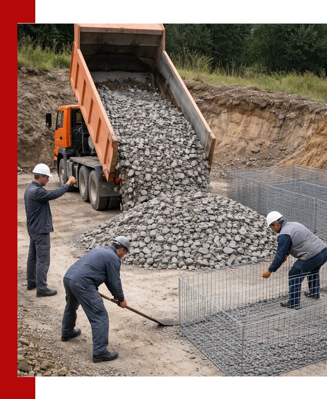 Камень для габионов с доставкой в Урюпинске быстро и надёжно