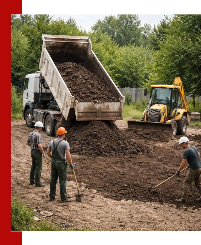 Доставка и укладка грунта для выравнивания участка в Урюпинске