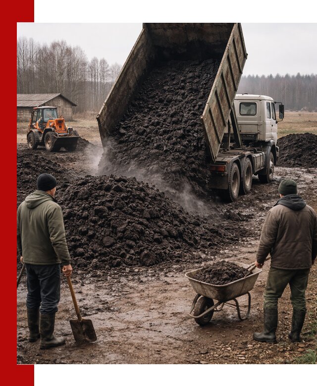 Доставка низинного торфа с разгрузкой и доставкой в Урюпинске