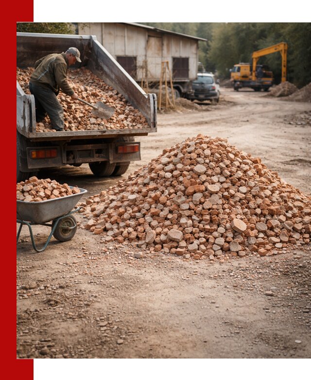 Доставка и подушка из боя кирпича с разгрузкой в Урюпинске