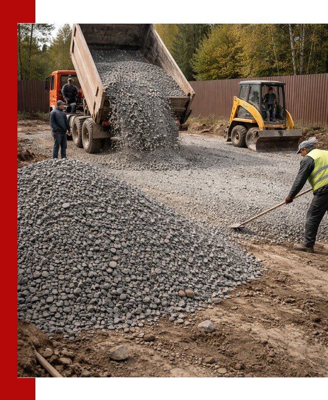 Отсыпка участка щебнем с доставкой и уплотнением в Урюпинске